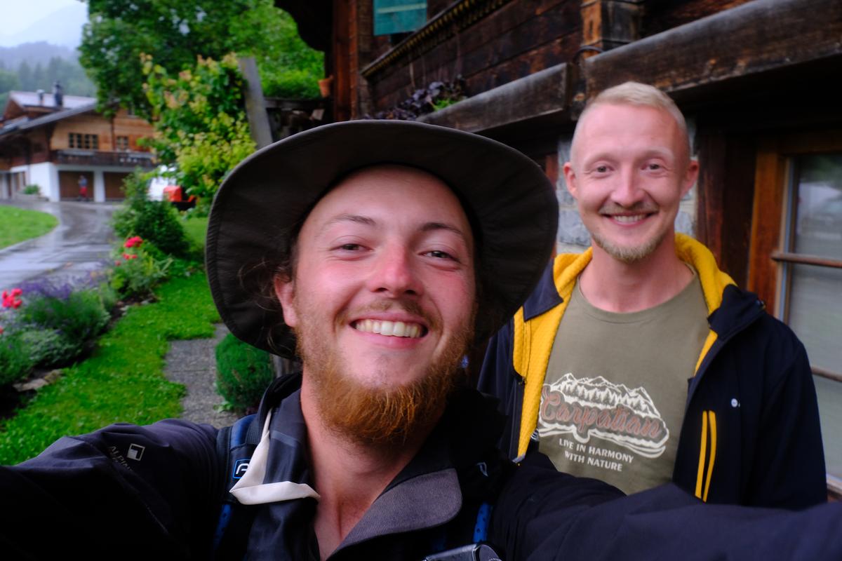 Milosh and I outside his house after he’d made me hot tea and taught me how to say hello. Switzerland