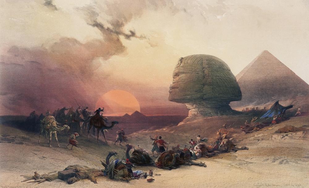 Approach of the simoom Desert of Gizeh illustration by David Roberts